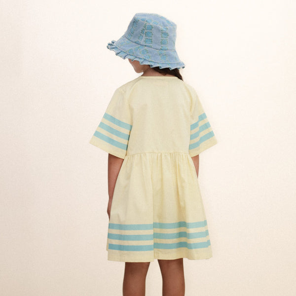 Stripes A-Line Cotton Twill Dress (Dusty Yellow)