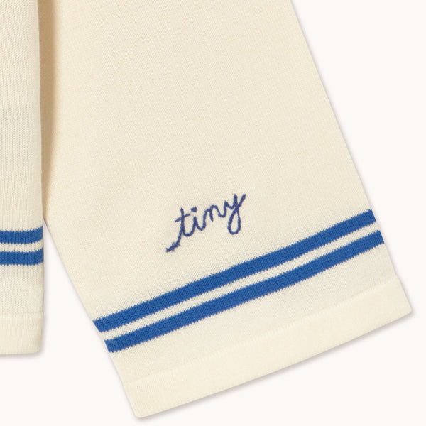 Sailor Collar Striped Cotton Cardigan (Off-White)