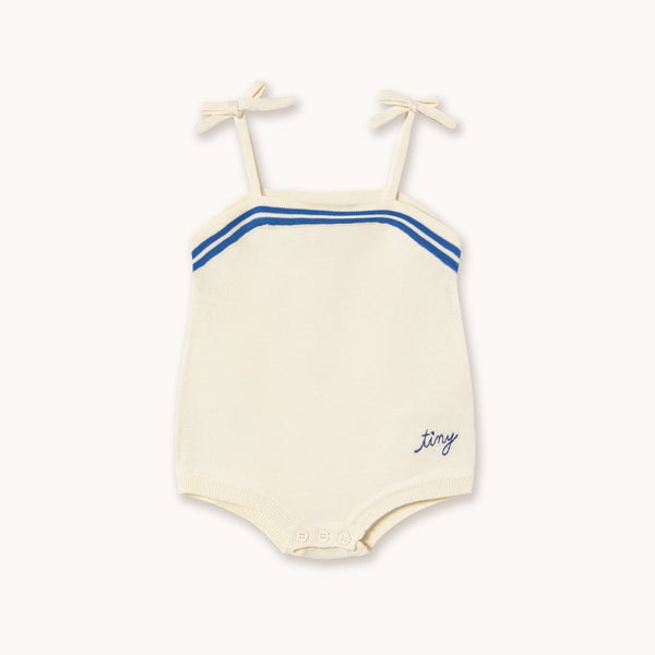 Stripes Spaghetti Strap Cotton Baby Romper (Off-White)