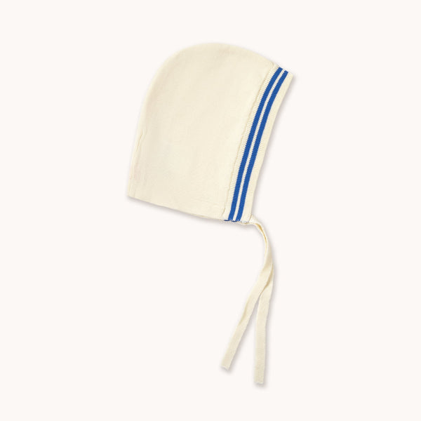 Stripes Cotton Knit Baby Bonnet (Off-White)