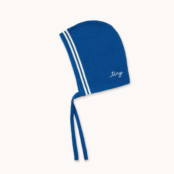 Stripes Cotton Knit Baby Bonnet (Ultramarine)
