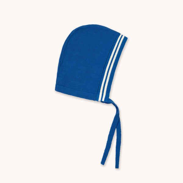 Stripes Cotton Knit Baby Bonnet (Ultramarine)