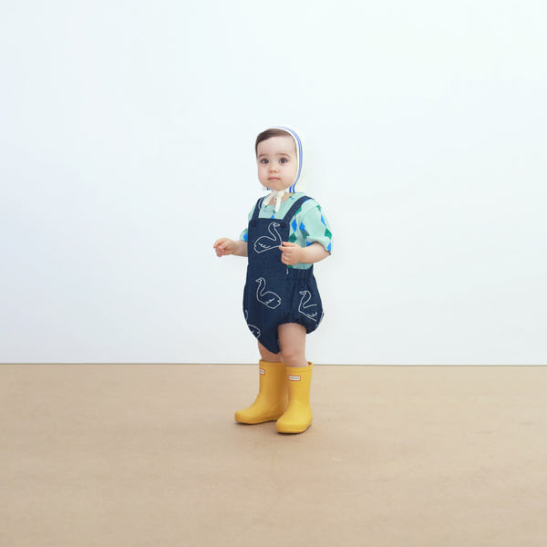 Stripes Cotton Knit Baby Bonnet (Off-White)