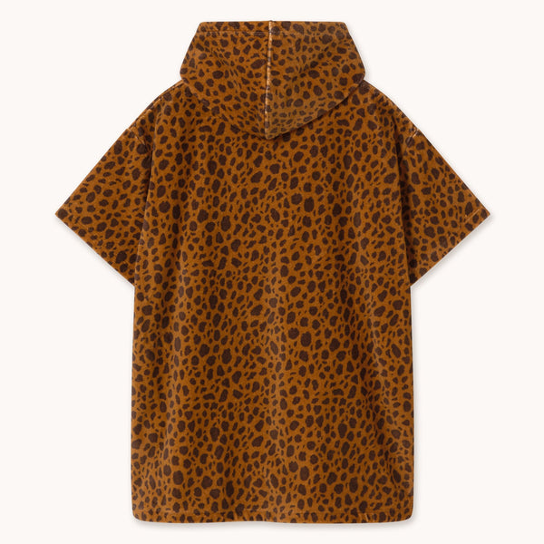 Mini Animal Print Hooded Cotton Towel Poncho (Light Brown)