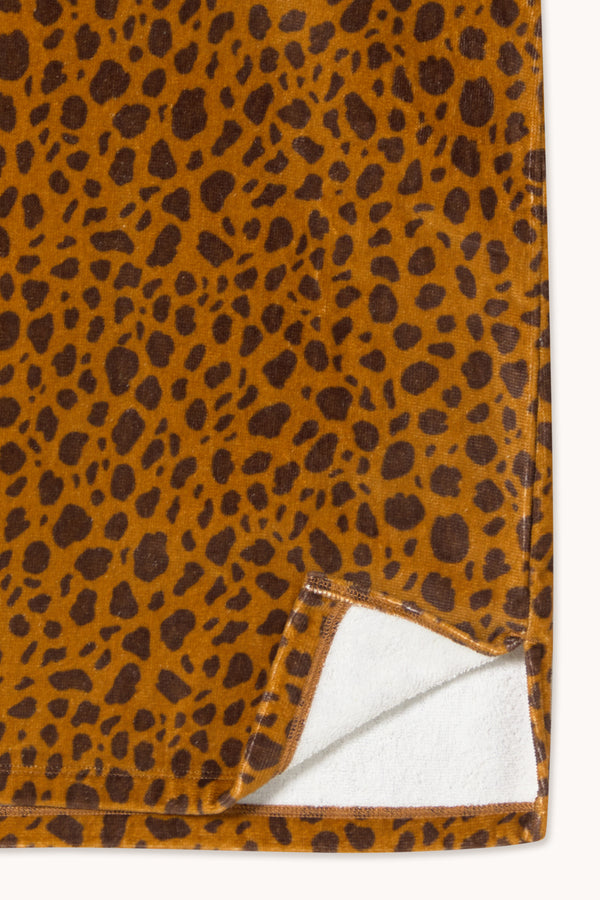 Mini Animal Print Hooded Cotton Towel Poncho (Light Brown)