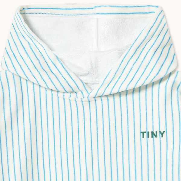 Cyan Stripe Hooded Cotton Towel Poncho (Light Cyan)