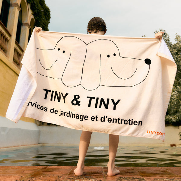 Tiny & Tiny Dog Print Cotton Beach Towel (Light Cream)