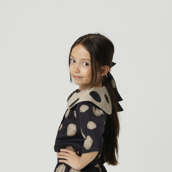 Alda Polka Dot Cotton Hair Clip (Black)