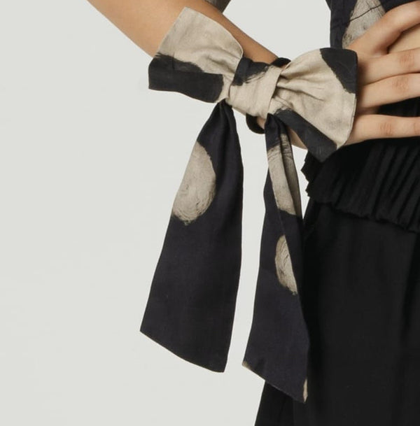 Alda Polka Dot Cotton Hair Clip (Black)