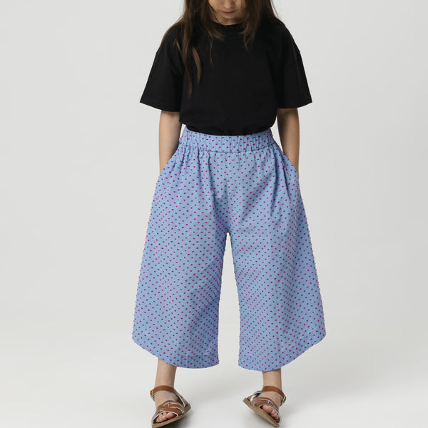 Elsa Dot Cropped Wide Leg Trousers (Ruby Freckles)