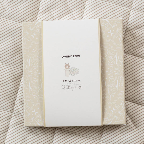 Rattle & Organic Cotton Muslin New Baby Gift Set (Nature Trail)