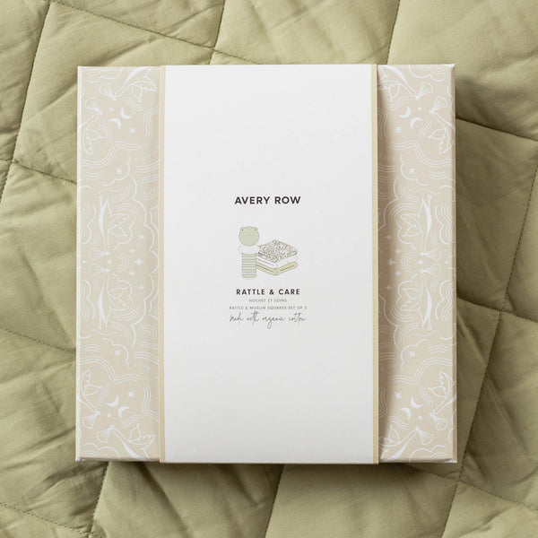 Rattle & Organic Cotton Muslin New Baby Gift Set (Riverbank)