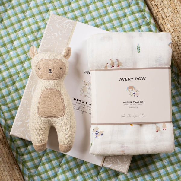 Swaddle & Cuddle Sheep New Baby Gift Set (Little Farm)