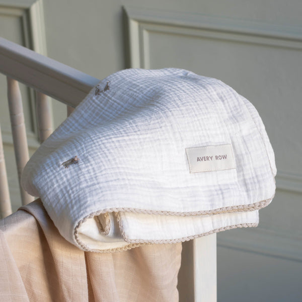 Embroidered Muslin Blanket (Little Farm)