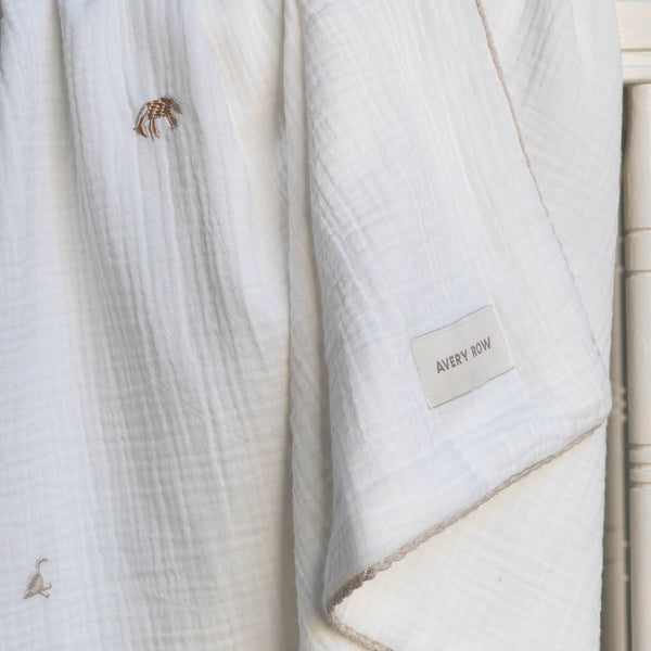 Embroidered Muslin Blanket (Little Farm)