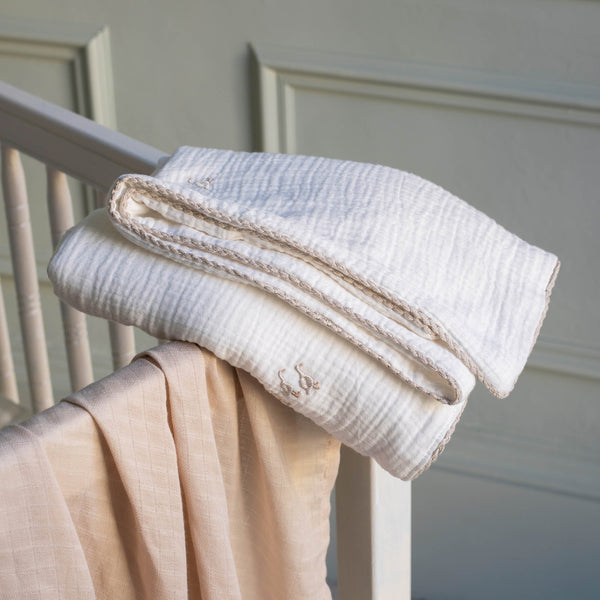 Embroidered Muslin Blanket (Little Farm)