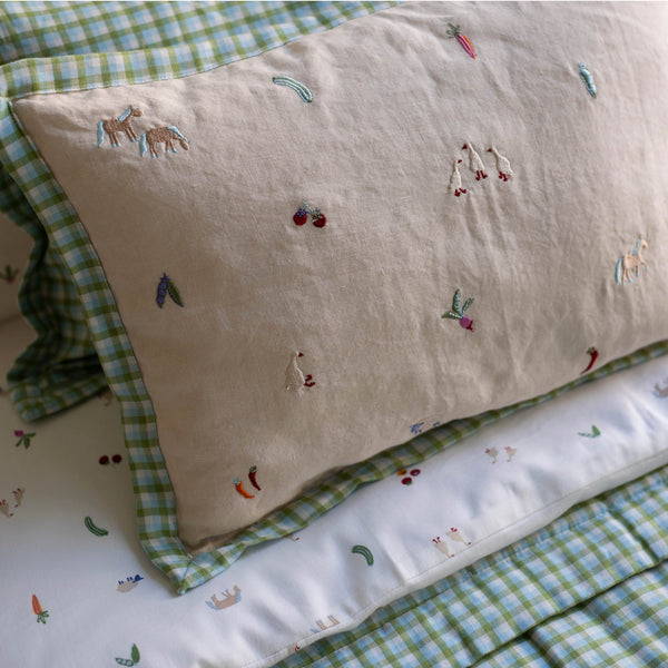 Rectangle Linen Embroidered Scatter Cushion (Little Farm)