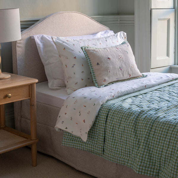 Rectangle Linen Embroidered Scatter Cushion (Little Farm)