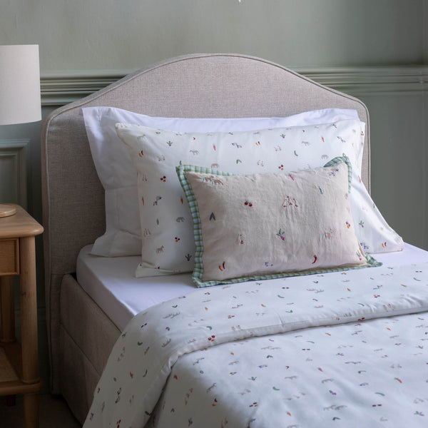 Rectangle Linen Embroidered Scatter Cushion (Little Farm)
