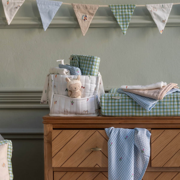 Quilted Nappy Caddy Organiser (Little Farm)