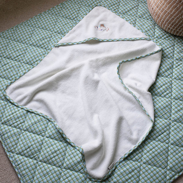 Organic Cotton Bunny Embroidered Hooded Towel (Little Farm)