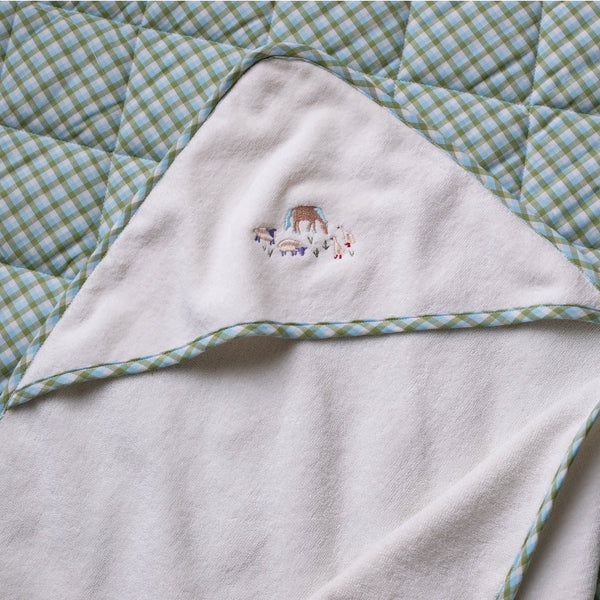 Organic Cotton Bunny Embroidered Hooded Towel (Little Farm)