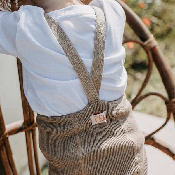 Silly Silas Unisex Shorty Rib Tights with Braces (Peanut Blend)