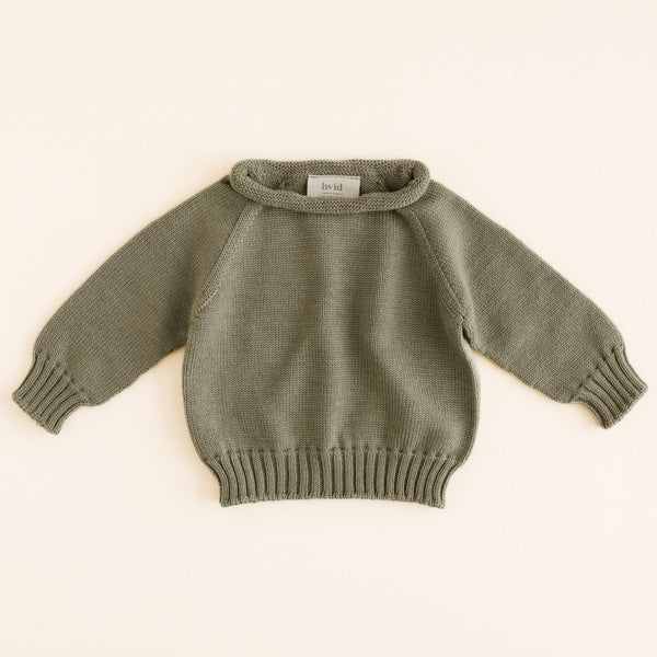 Georgette Fine Knit Merino Wool Baby Jumper (Artichoke)