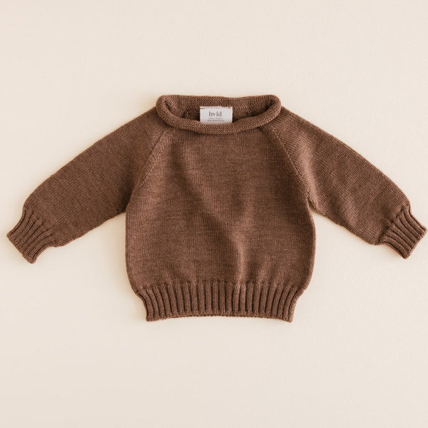 Georgette Fine Knit Merino Wool Baby Jumper (Mocha)