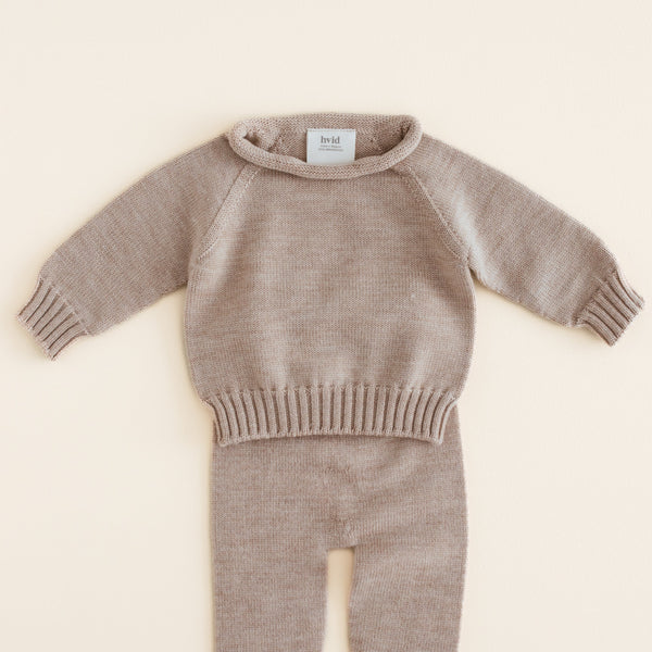Georgette Fine Knit Merino Wool Baby Jumper (Sand)