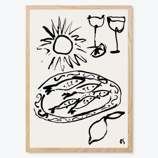 Sardines and Wine Art Print