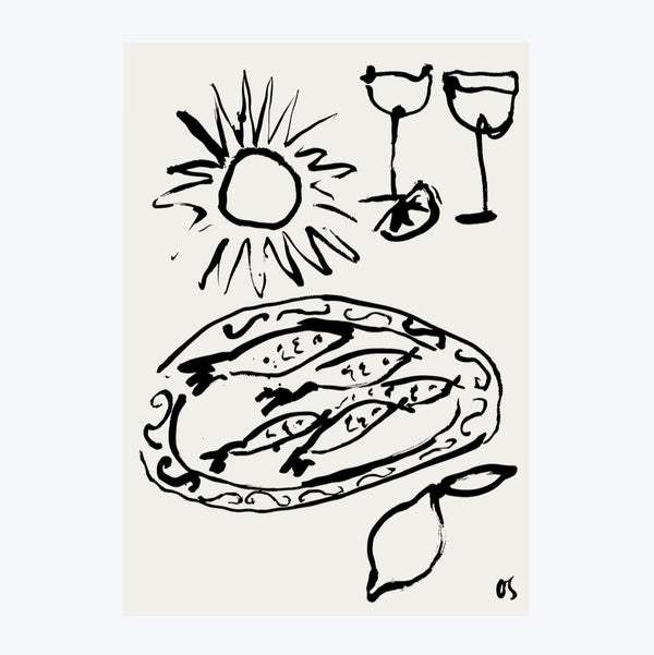 Sardines and Wine Art Print