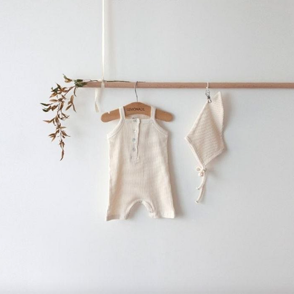 Ace Cotton Rib Romper Onesie (Cream)