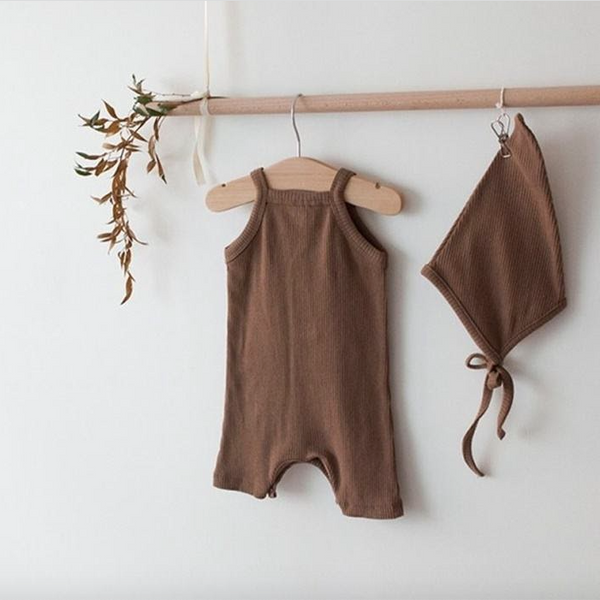 Ace Cotton Rib Romper Onesie (Cocoa)