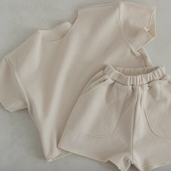 Miller Boxy Tee and Shorts Baby Set (Cream)