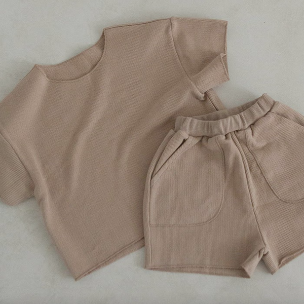 Miller Boxy Tee and Shorts Baby Set (Latte)