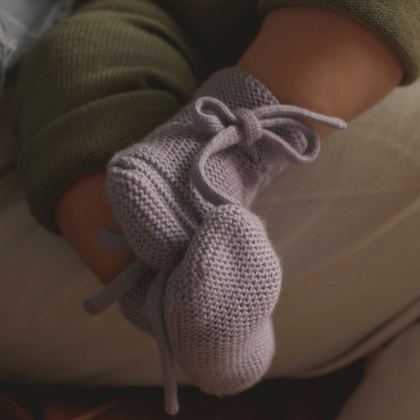 Merino Wool Baby Booties (Lilac)