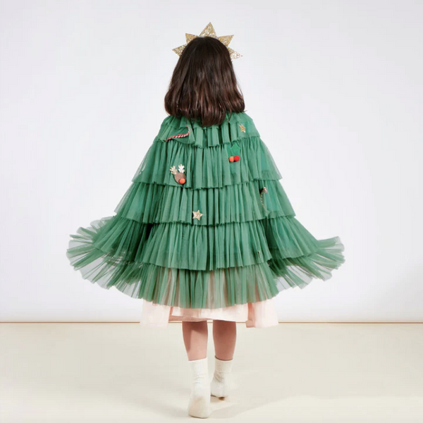 Festive Christmas Tree Cape and Headband Dress up Set