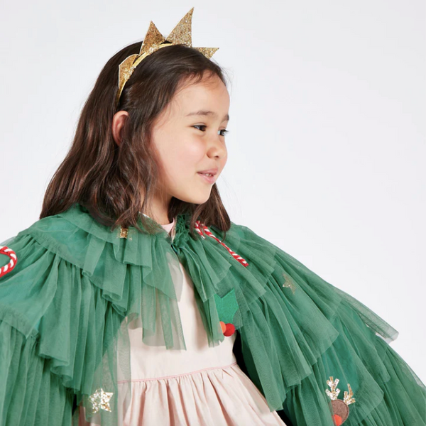 Festive Christmas Tree Cape and Headband Dress up Set