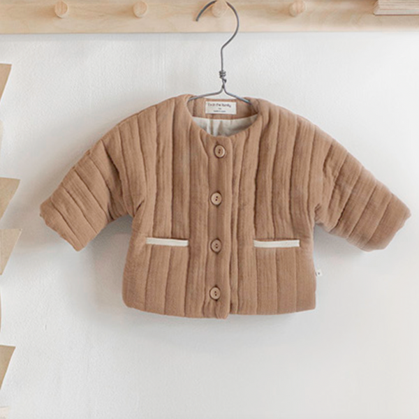 Heidi Cotton Quilted Baby Jacket (Clay)