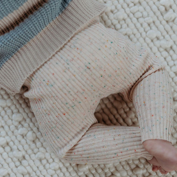 Noa Cotton Ribbed Knit Leggings (Flecked)