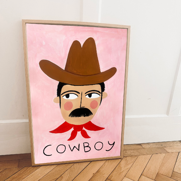 'Cowboy' Hand Painted Art Print