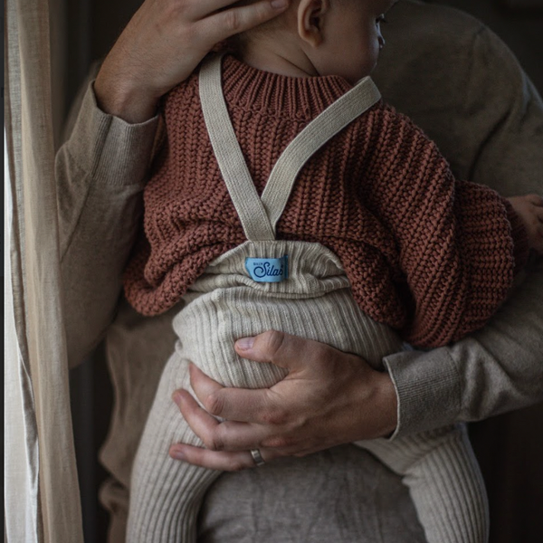 Silly Silas Hippy Wide Rib Unisex Tights with Braces (Cream Blend)