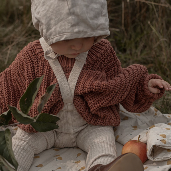 Silly Silas Hippy Wide Rib Unisex Tights with Braces (Cream Blend)