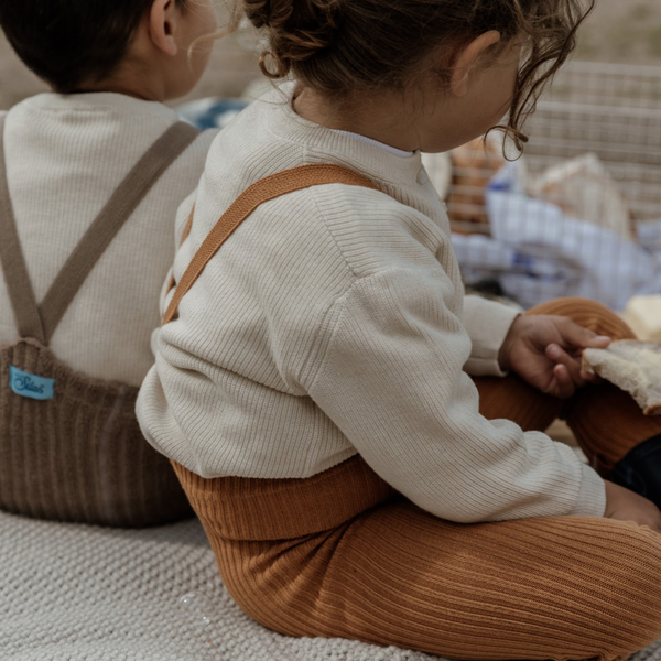 Silly Silas Footless Hippy Wide Rib Unisex Tights with Braces (Amber)