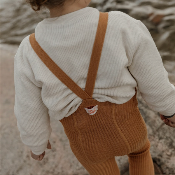 Silly Silas Footless Hippy Wide Rib Unisex Tights with Braces (Amber)