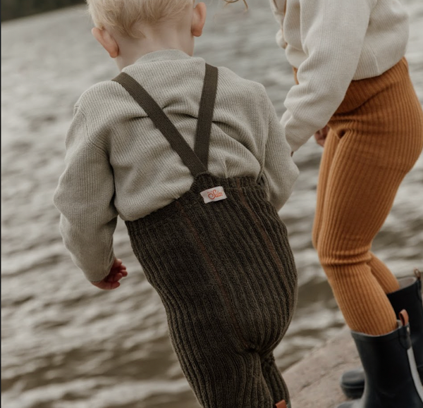 Silly Silas Footless Hippy Wide Rib Unisex Tights with Braces (Amber)