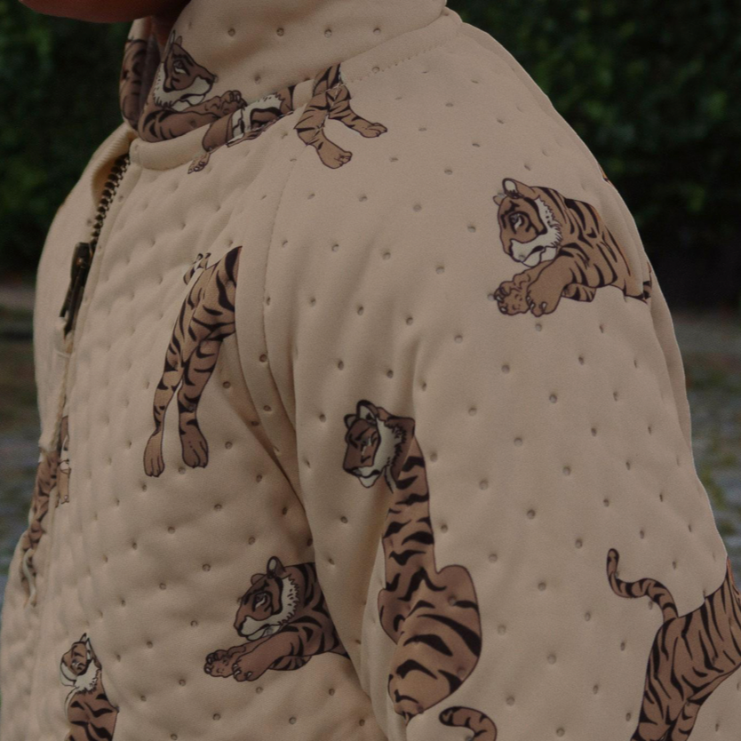 Childrens Teddy Borg Tiger Print Quilted Fleece Jacket Konges Sloejd Ando