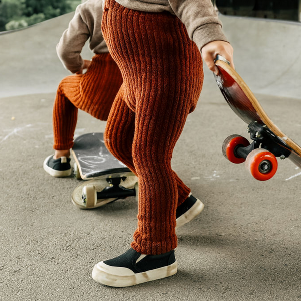 Silly Silas Stockholm Terry Footless Tights with Checkerboard Braces (Cinnamon Check)