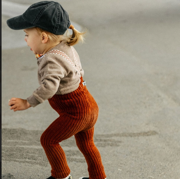 Silly Silas Stockholm Terry Footless Tights with Checkerboard Braces (Cinnamon Check)